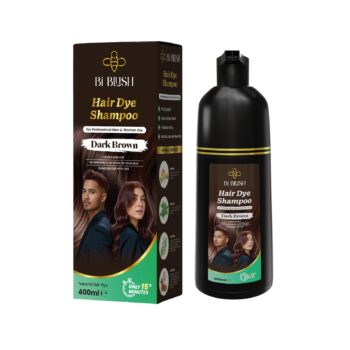 Dark Brown BiBlush Ammonia-Free Hair Dye Shampoo – 400ml, For Men & Women ,No Touch to Skin